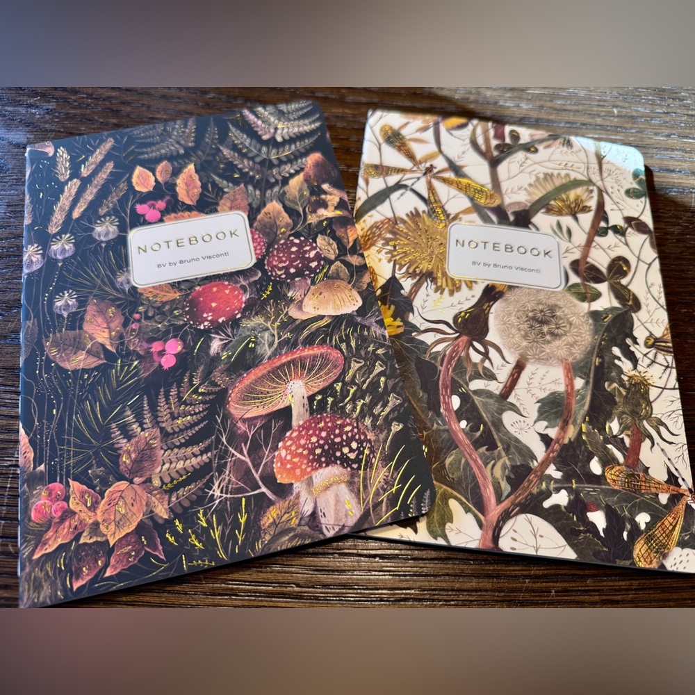 Set of 2 Gorgeous Gold Foil Detailed Soft Touch Notebook Journals - lovely gift! - Picture 3 of 11
